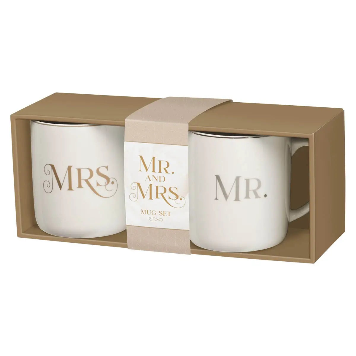 Mr. & Mrs. White Ceramic Coffee Mug Set