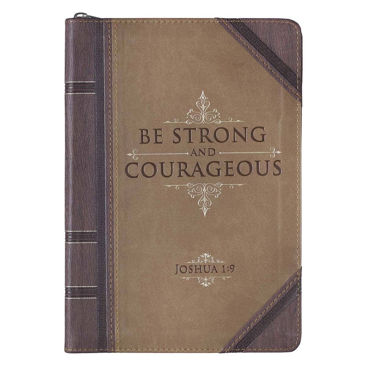 Journal Classic Zip Brown Two-tone Be Strong Josh. 1:9