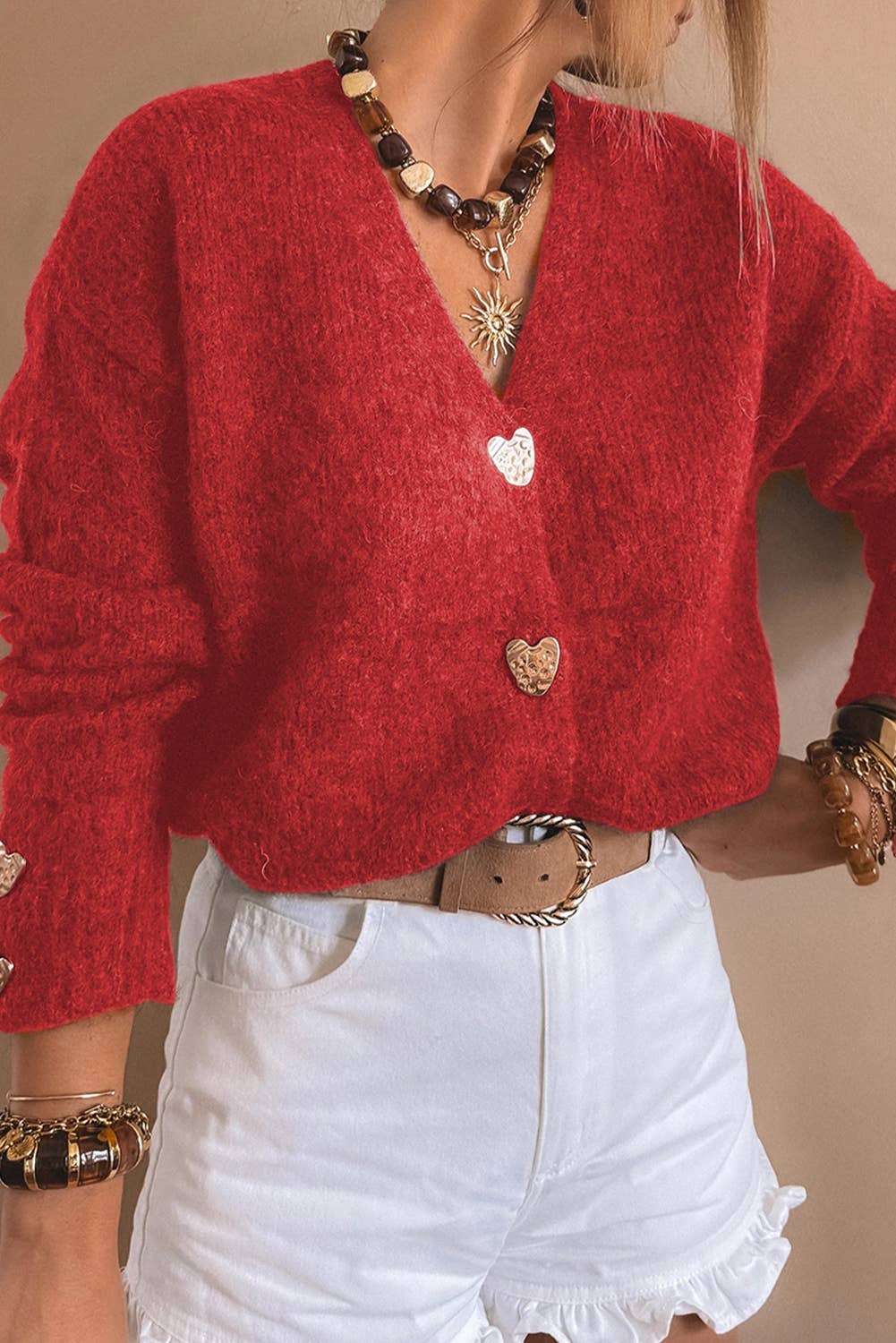 Heart Button Cardigan Sweater