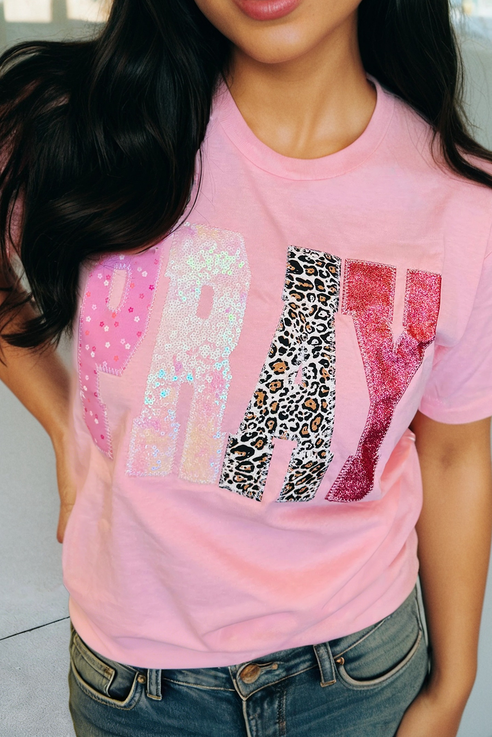 PRAY Sequin Leopard Tee