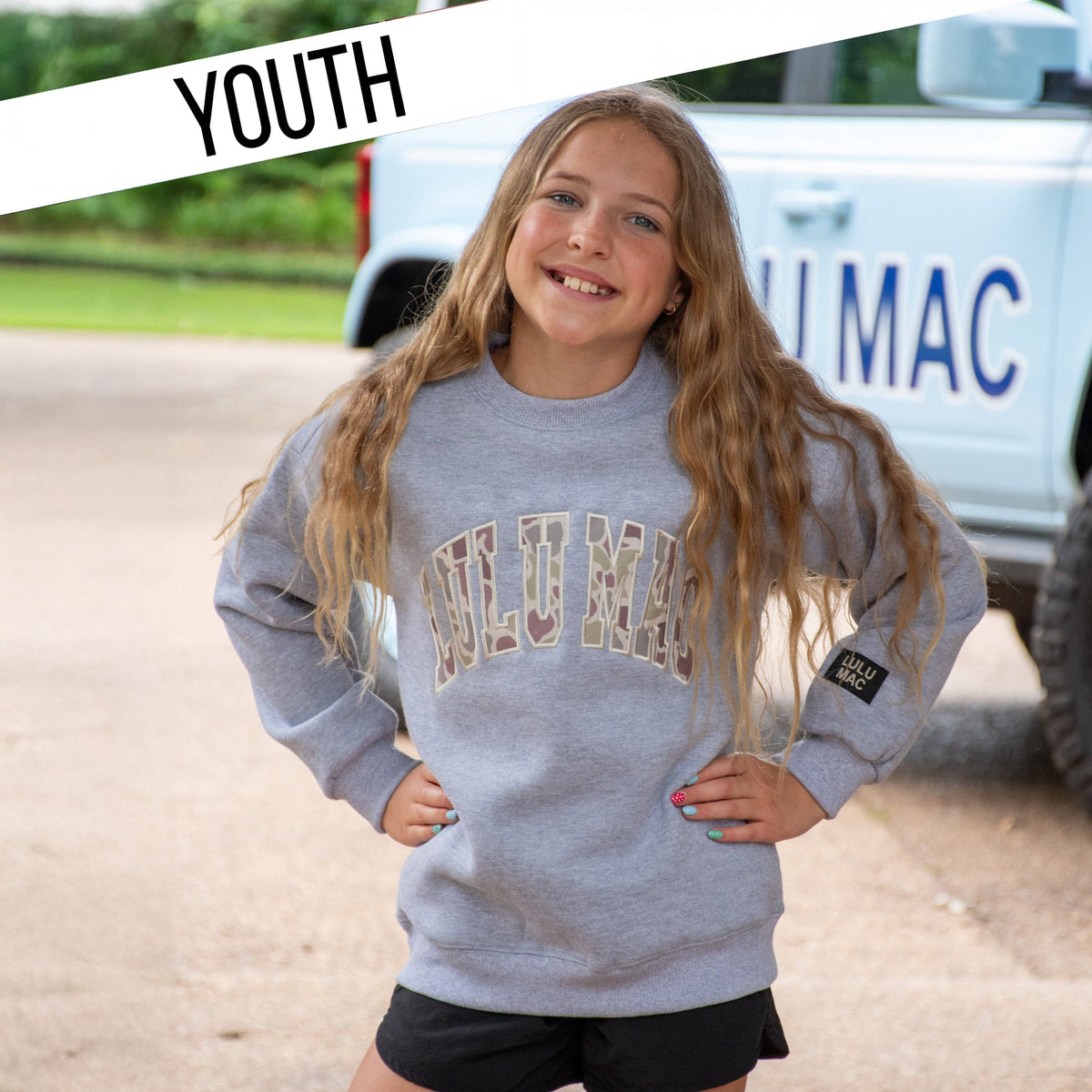 Youth Lulu Mac Sweatshirt -CAMO LIGHT GREY
