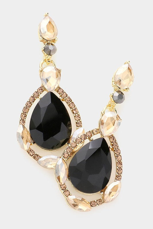 Crystal Rhinestone Teardrop Evening Earrings