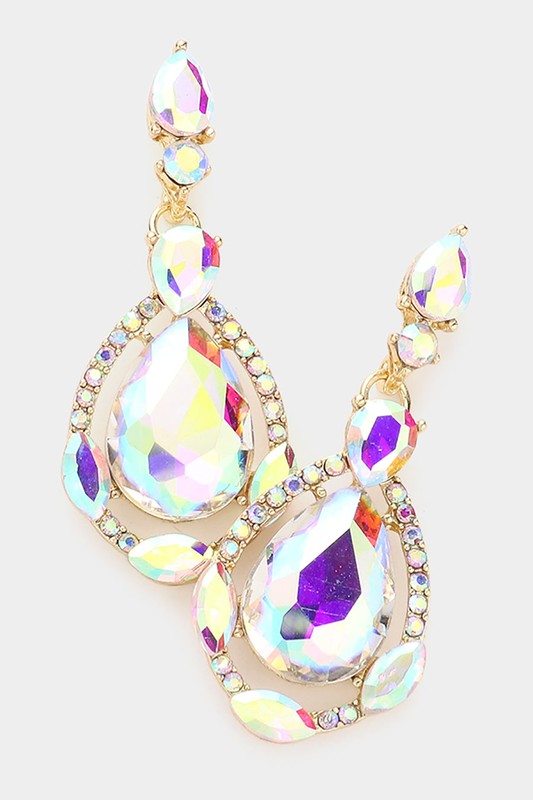 Crystal Rhinestone Teardrop Evening Earrings