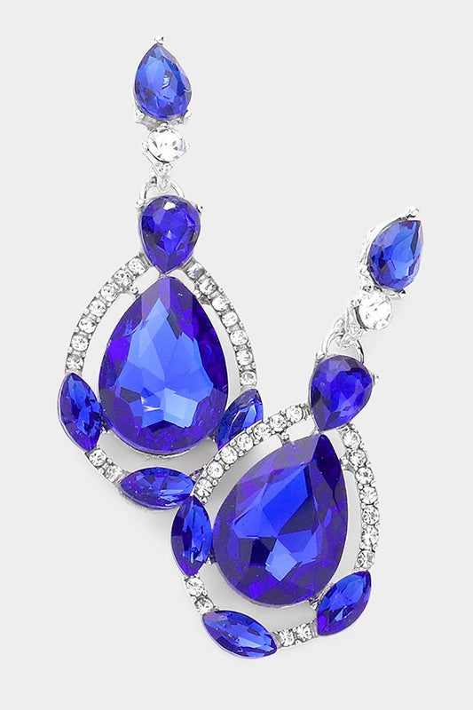 Crystal Rhinestone Teardrop Evening Earrings