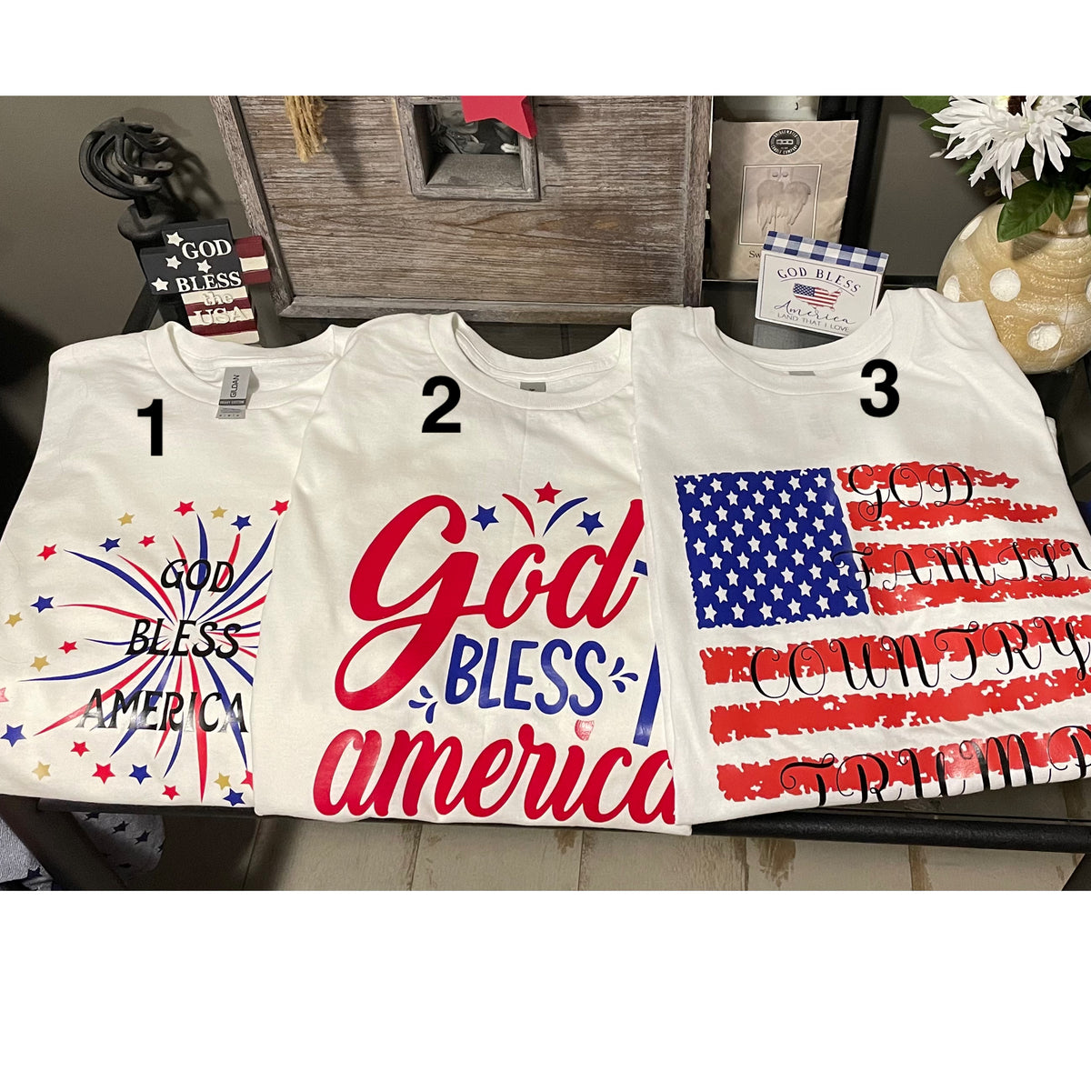 God Bless America Print T Shirt