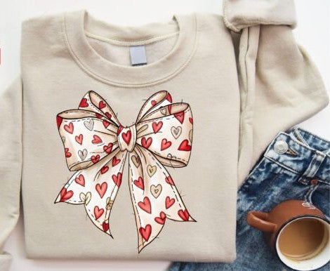 Retro Bow Hearts Sweatshirt