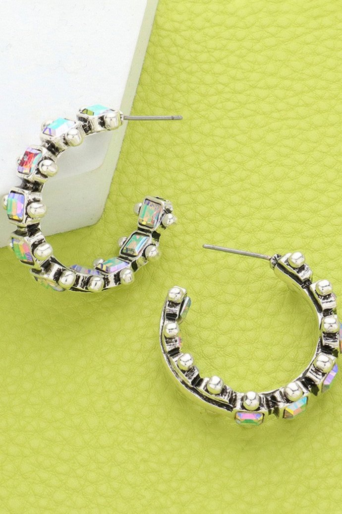 Western Stone Accented Hoop Earrings