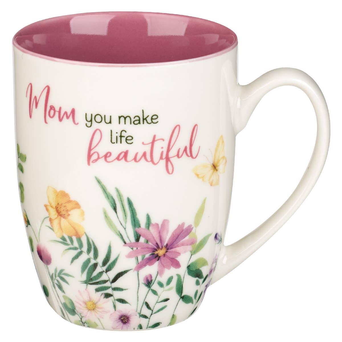 Mug Purple/White Floral Mom You Make Life Beautiful