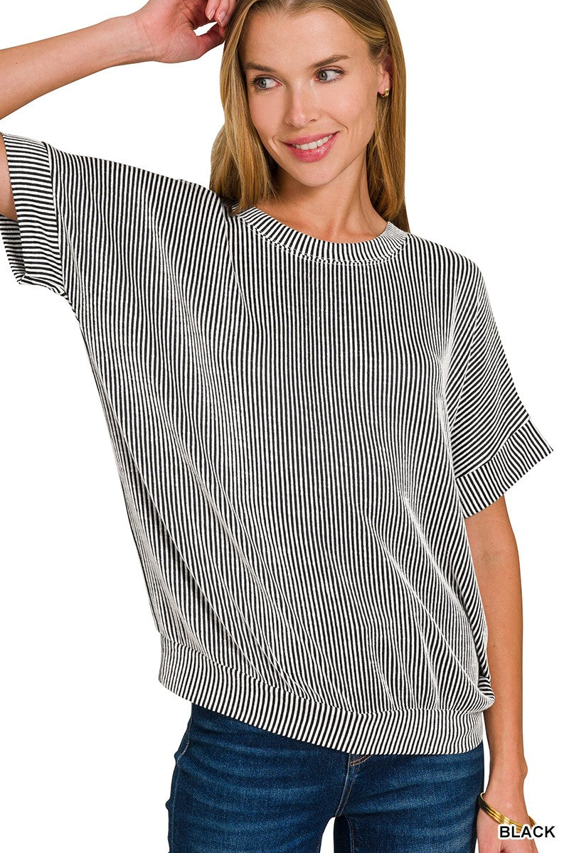 Stripped Short Sleeve Top