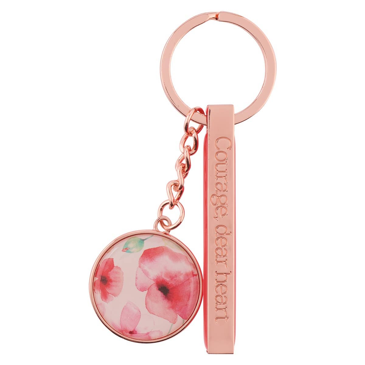 Keychain in Tin Coral Poppies Courage