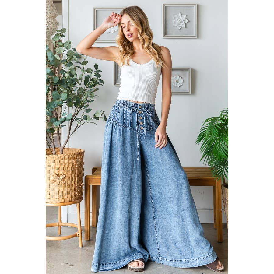 Washed Pinktuck Wide Leg Pants