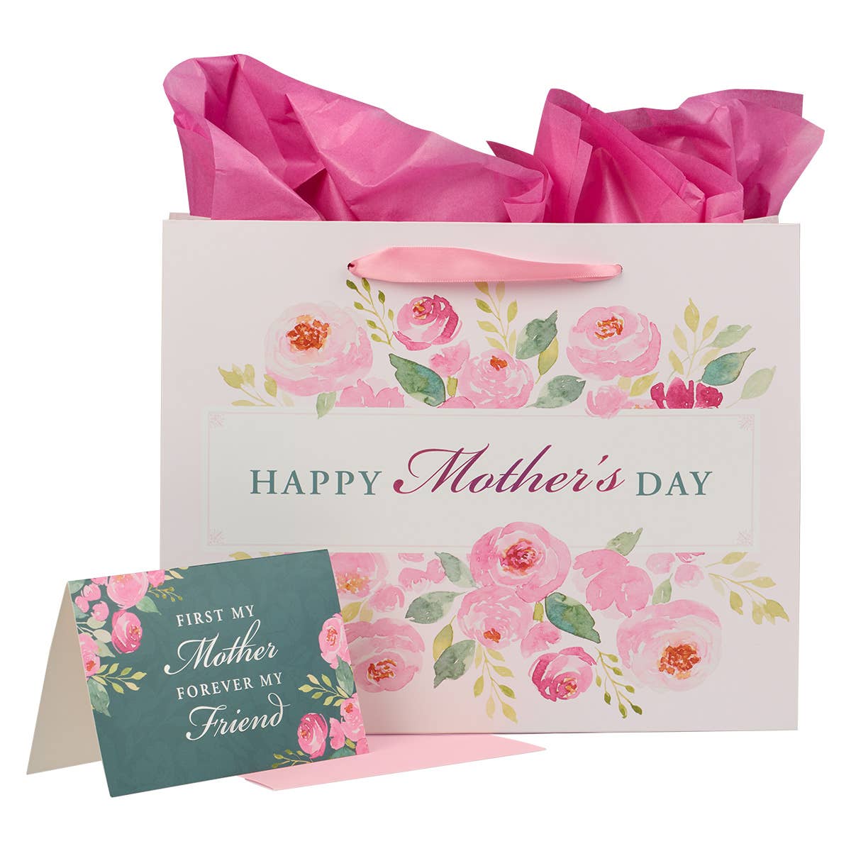 Gift Bag w/ Card LG Landscape Pink/Teal Happy Mother's Day