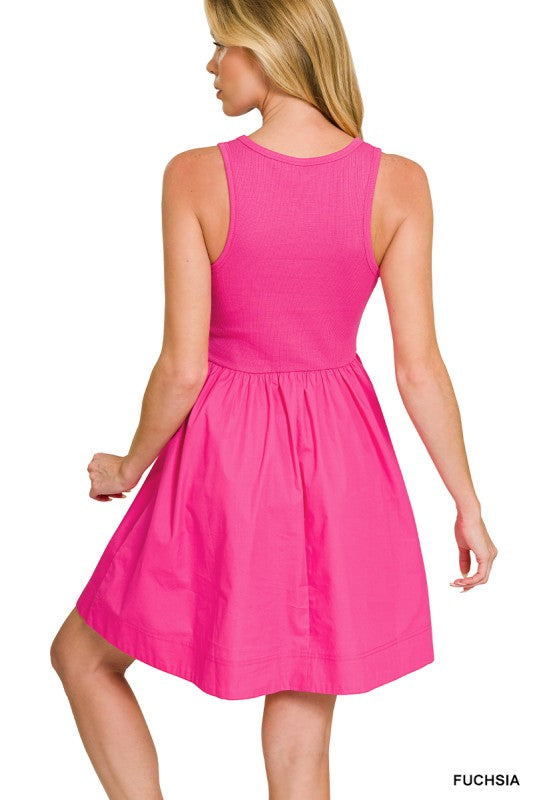 combination knit dress Asymmetrical combined-knit dress
