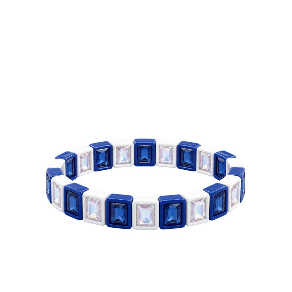 Royal/White Rhinestone Bracelet