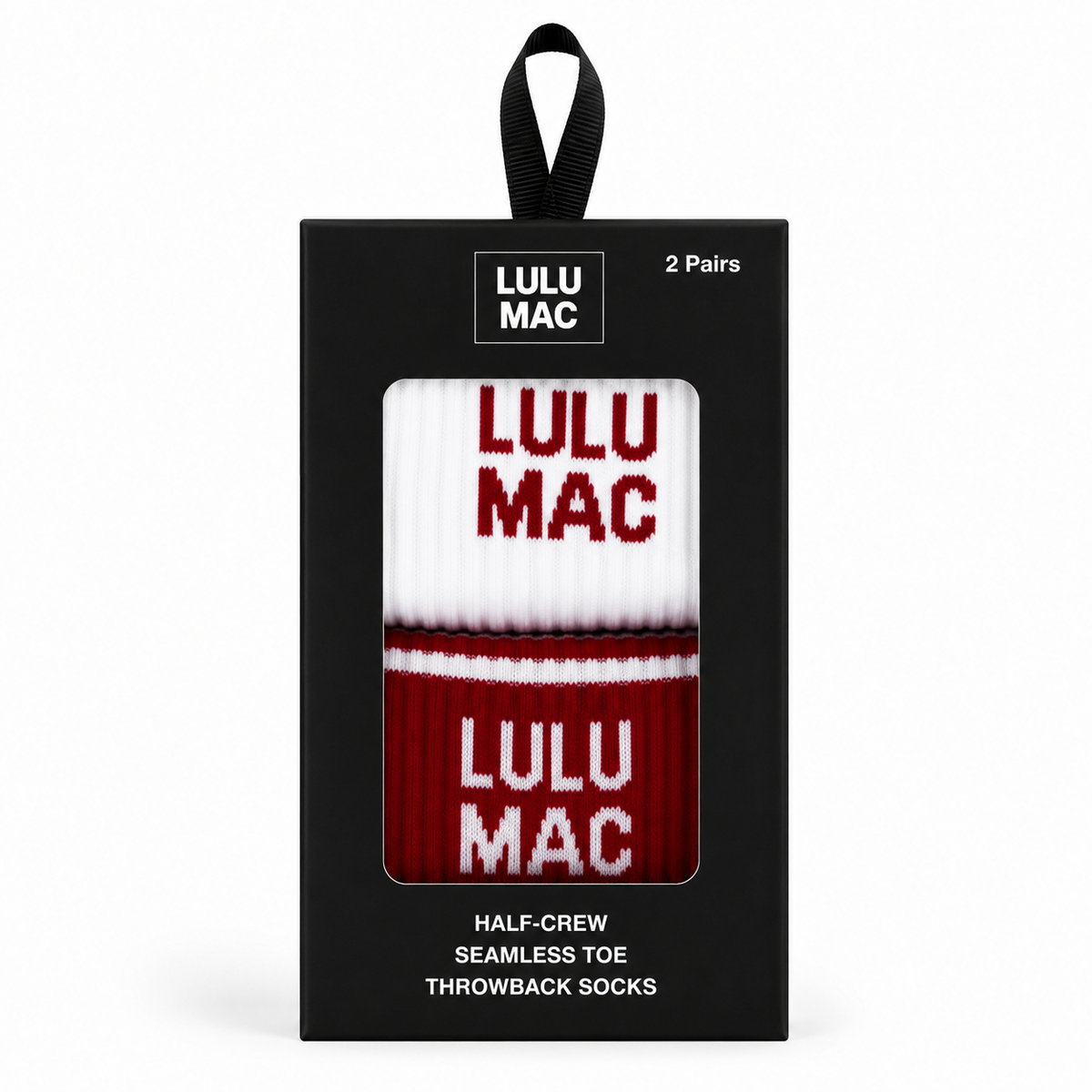 Lulu Mac Socks 2 Pair Box- CRIMSON/CRIMSON