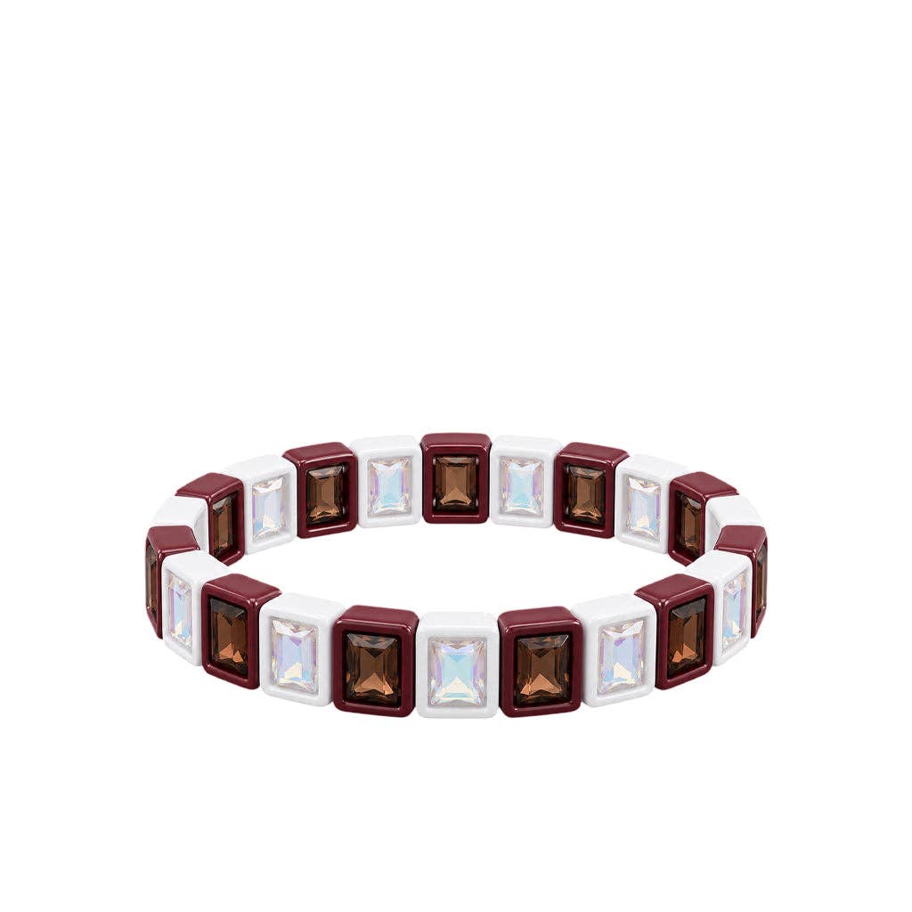 Maroon/White Rhinestone Bracelet