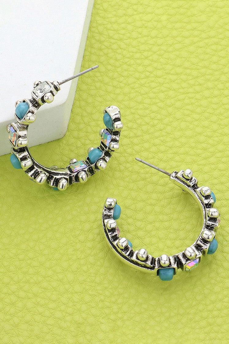 Western Stone Accented Hoop Earrings