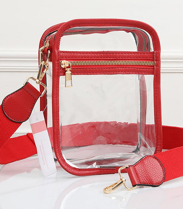 Faux leather transparent sling bag