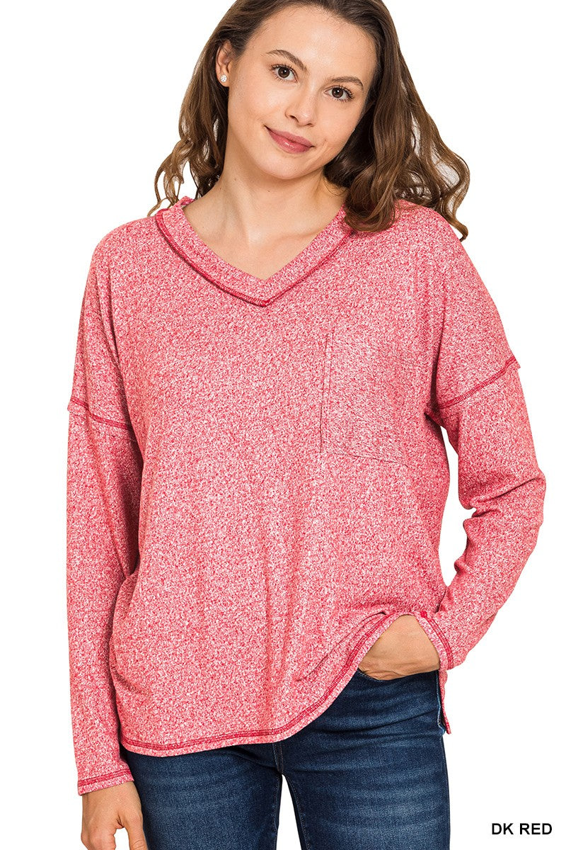 Soft Melange Hacci Exposed Seam Coin Pocket Tee