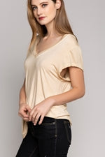 Folded Short Sleeve V-Neck T Shirt - Debs on 5th