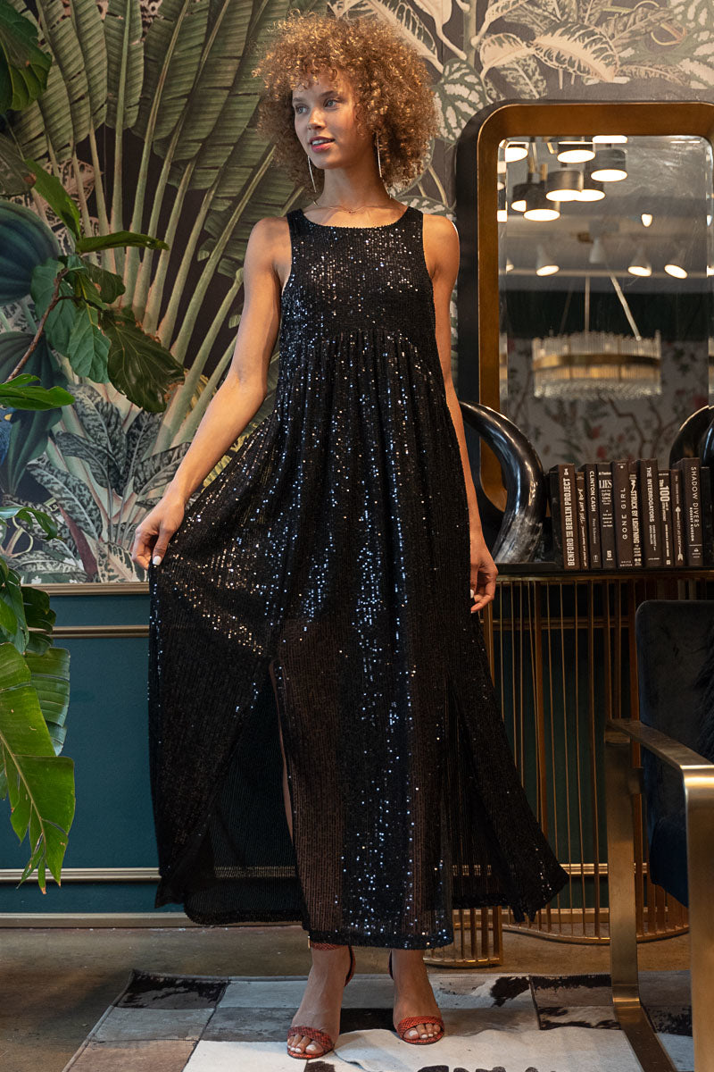 Sequin Sleeveless Relaxed Fit Dress