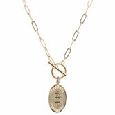 Gold Stamped Initial With Link Chain - Debs on 5th