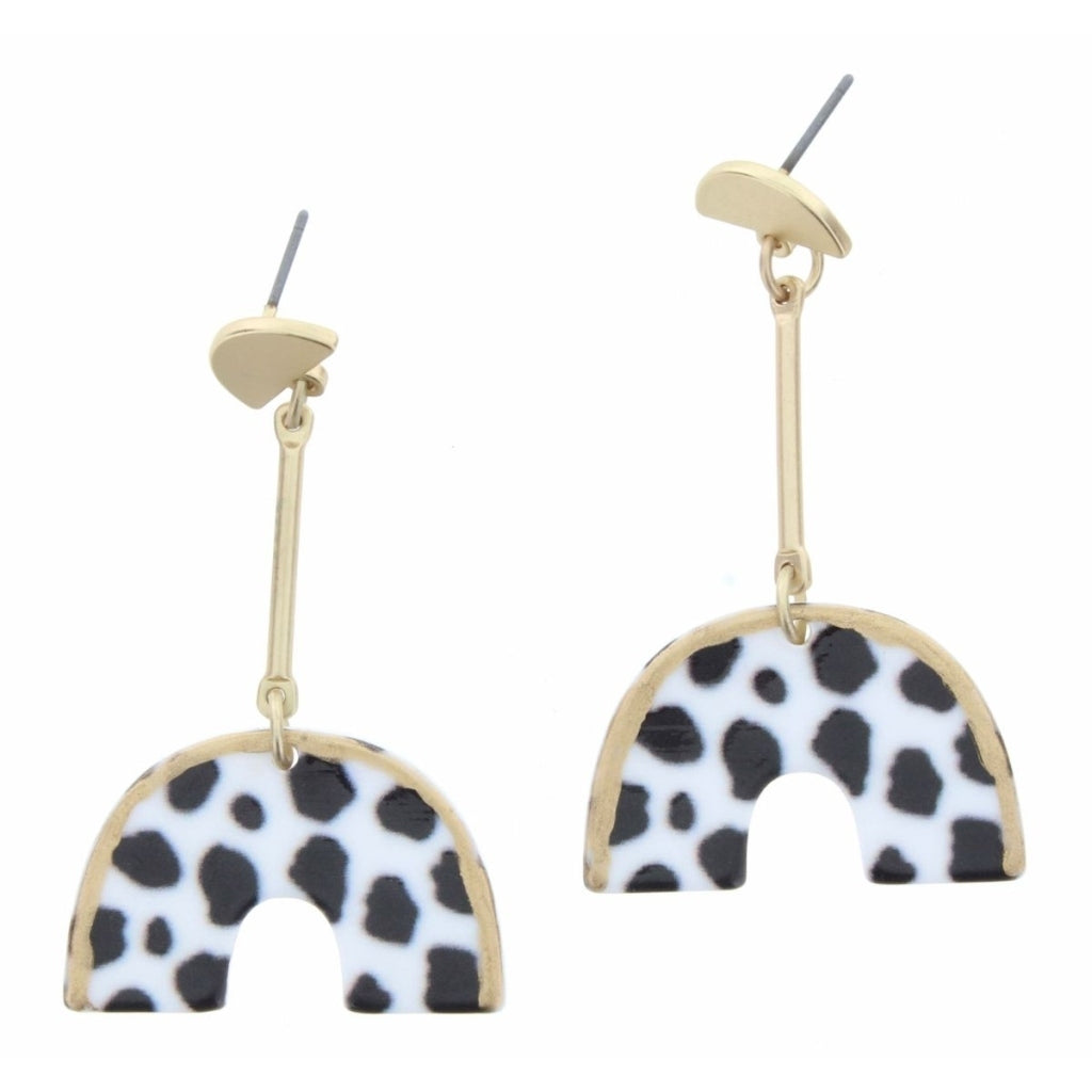 Gold Half Circle with Bar & Black & White with Gold Edged Arch Earring