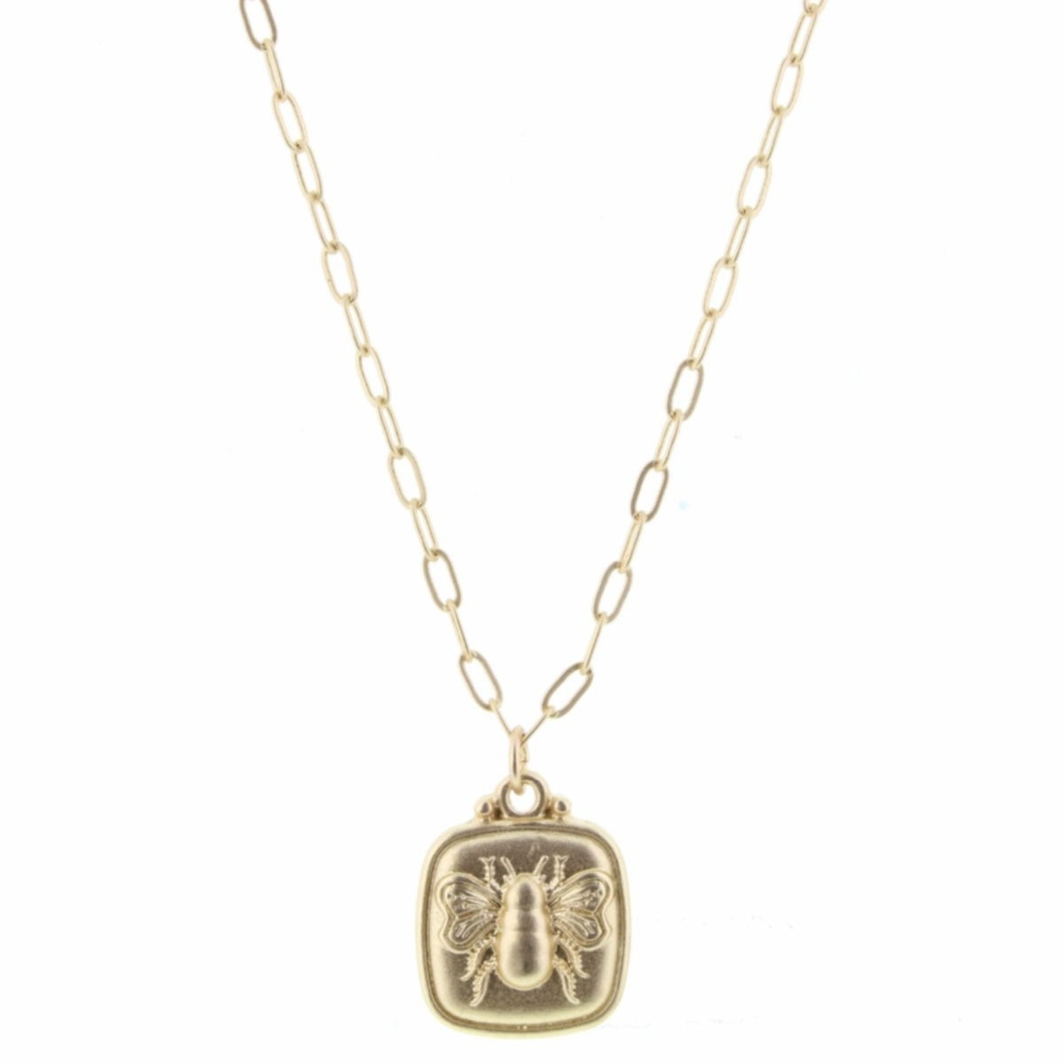 18-24" Gold Chain with Bee Cushion Charm Adjustable Necklace