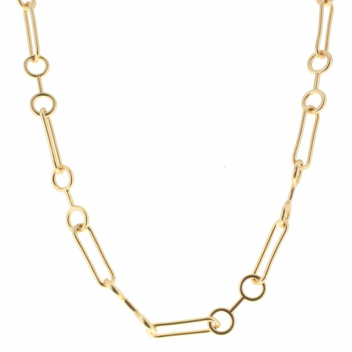 18" Rounded and Circular Gold Link Chain Necklace