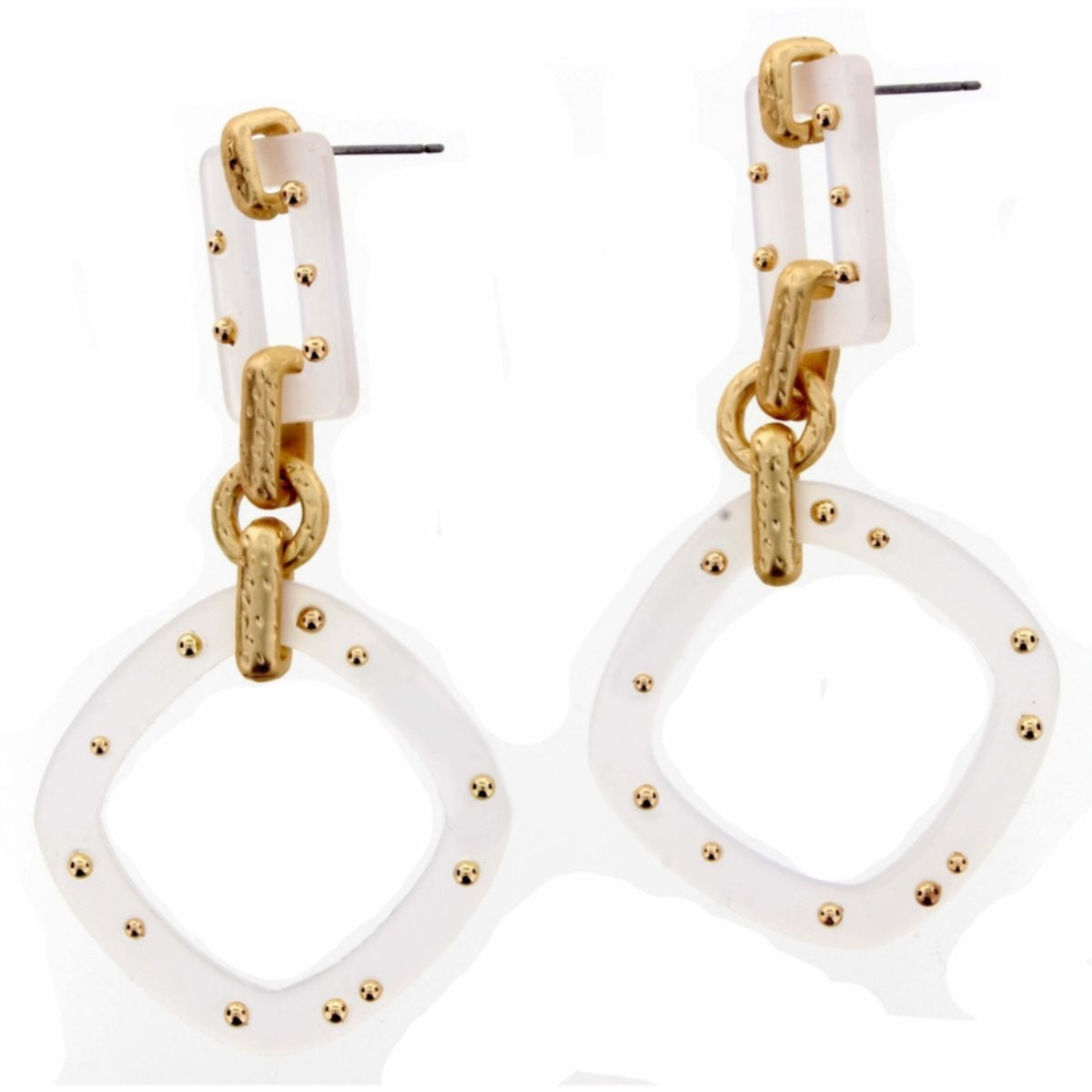 Opaque Gold Studded Square Earring