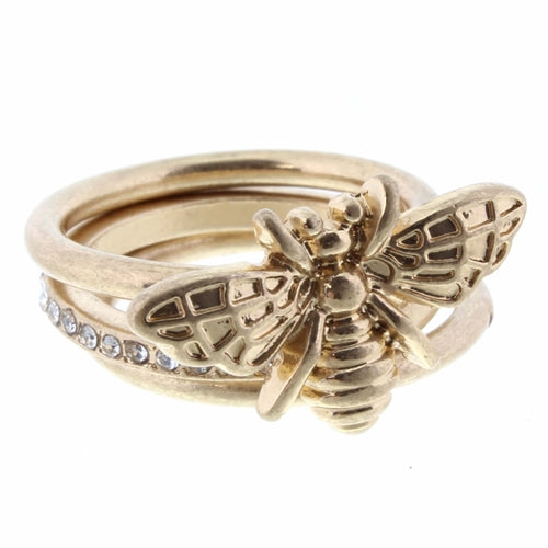 Bee 3 Layer Stackable Ring