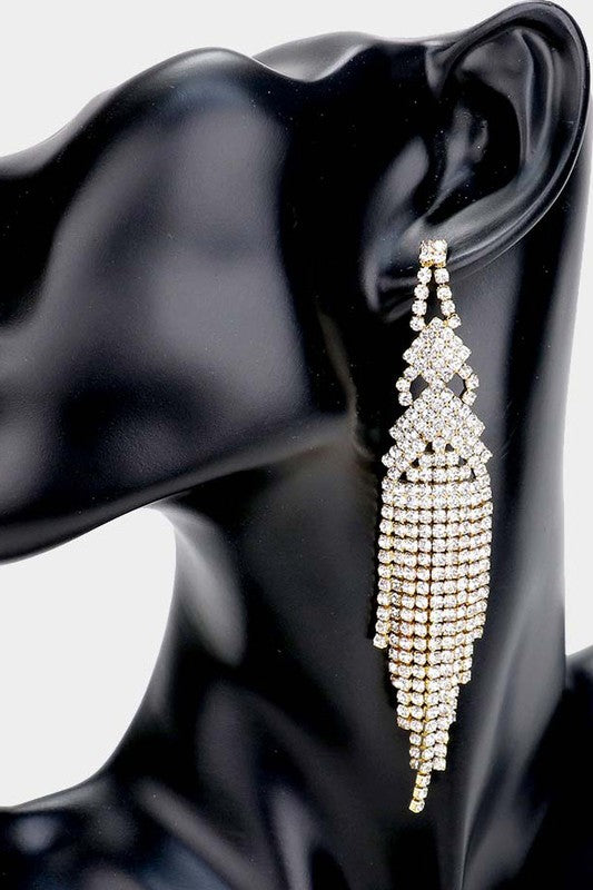 Crystal Rhinestone Chandelier Evening Earrings