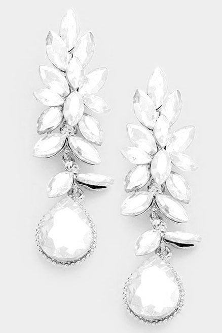 Crystal Rhinestone Marquise Evening Earrings - Debs on 5th