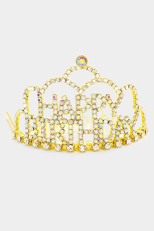 Mini Tiara de fiesta de feliz cumpleaños con diamantes de imitación de cristal 