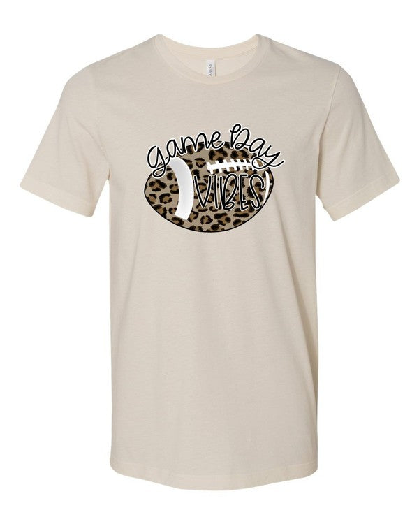Camiseta de estilo suave con estampado de leopardo Game Day Vibes con cuello redondo