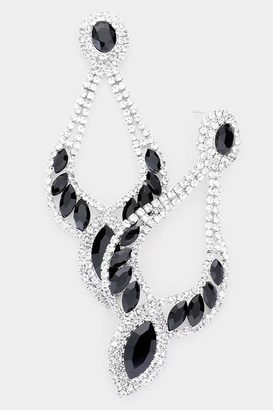 Rhinestone Trim Glass Crystal Evening Earrings - Debs on 5th