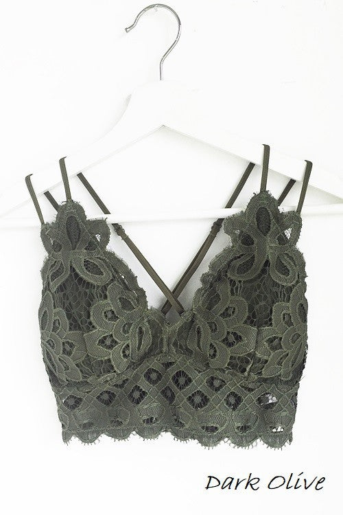 Plus Size Crochet Lace Bralette with Bra Pads