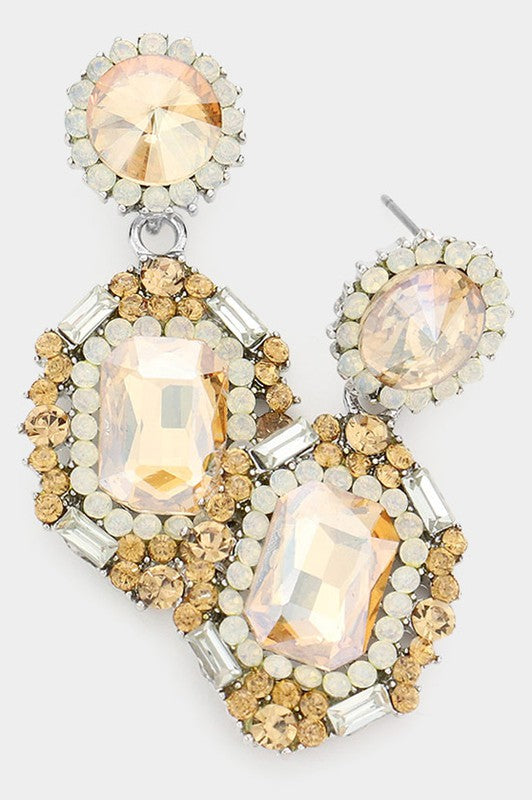 Emerald Cut Crystal Evening Earrings - Debs on 5th