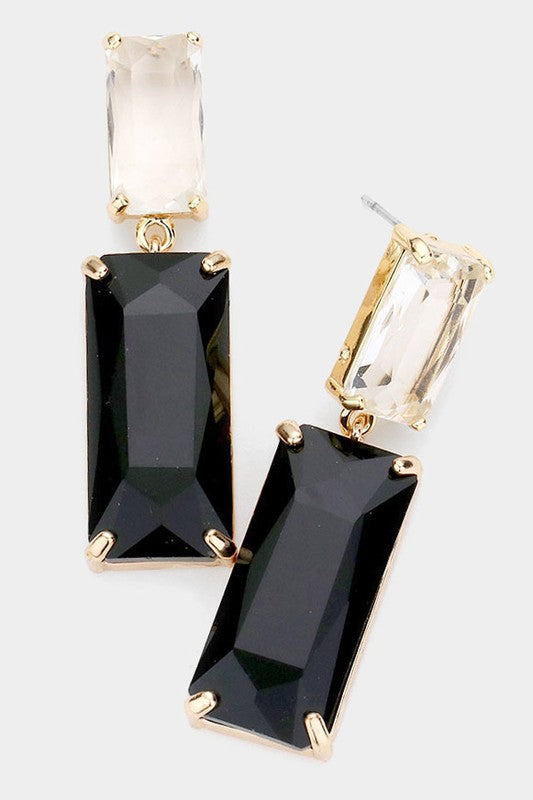 Double Lucite Rectangle Link Dangle Earrings - Debs on 5th