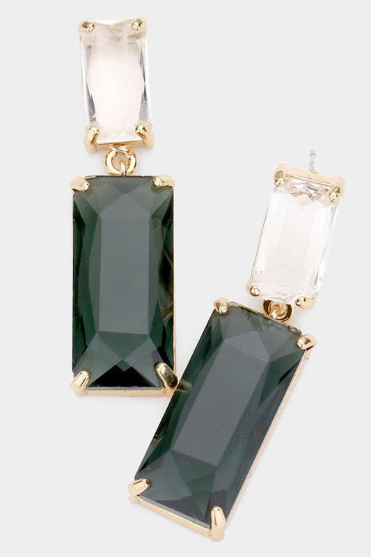 Double Lucite Rectangle Link Dangle Earrings