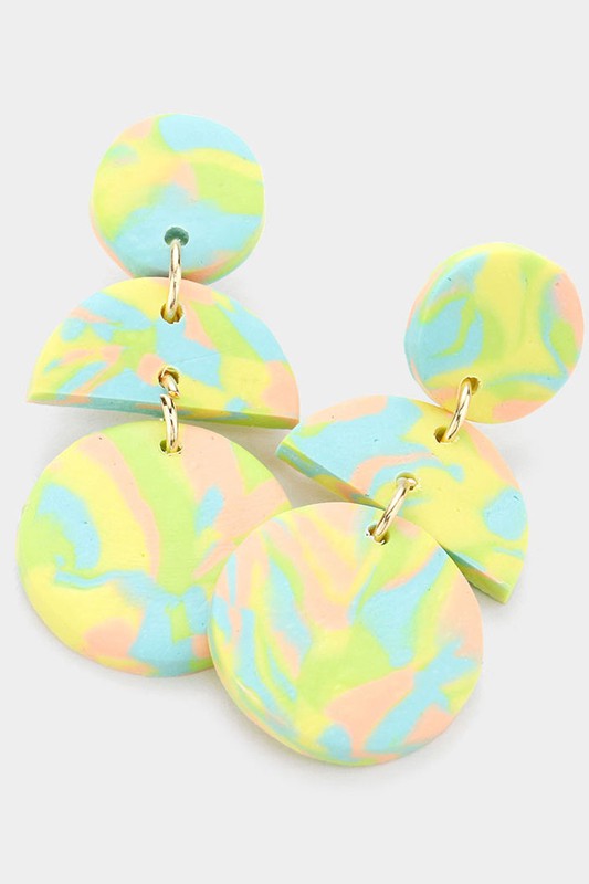 Geometric Clay Link Dangle Earrings - Debs on 5th