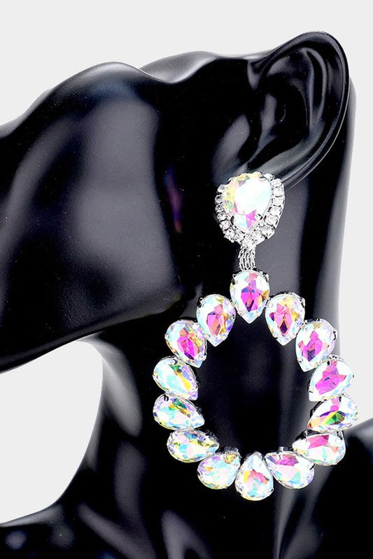 Teardrop Crystal Rhinestone Evening Earring - Debs on 5th