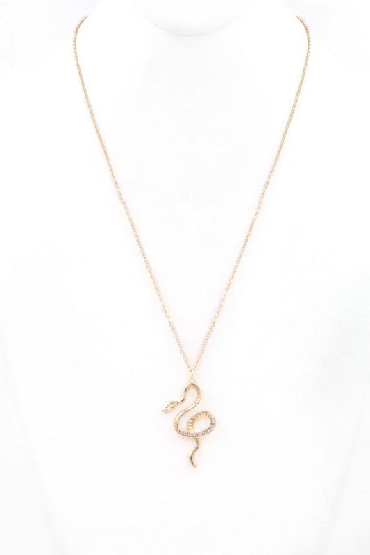 Rhinestone Snake Pendant Necklace