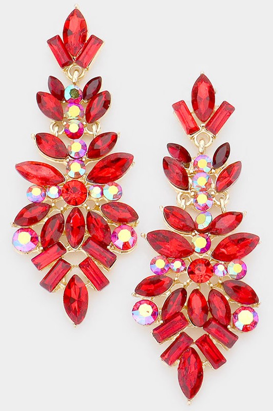 Crystal Rhinestone Statement Evening Earrings - Debs on 5th