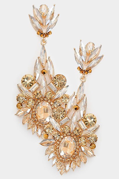 Crystal Rhinestone Statement Evening Earrings - Debs on 5th