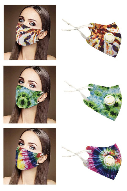Máscara de moda a prueba de polvo con respirador Tie Dye