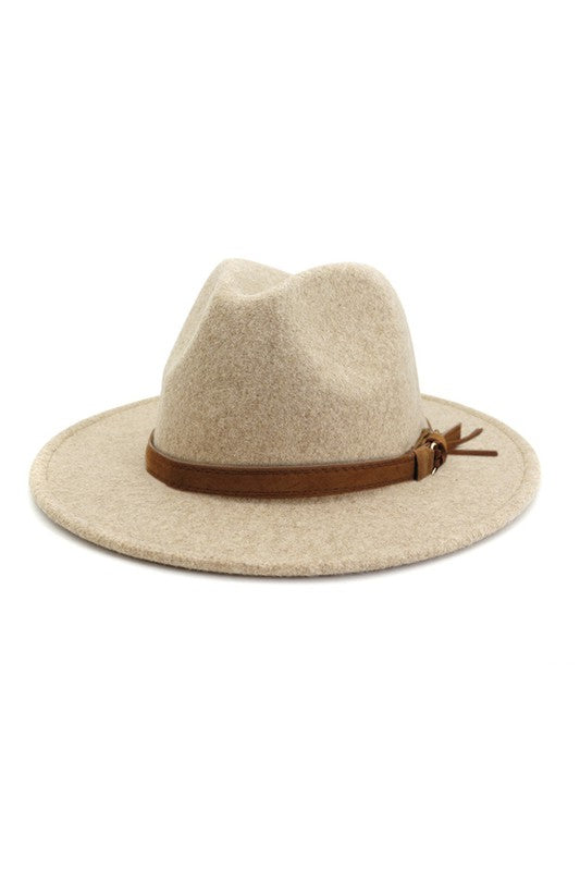 Sombrero Fedora de ala ancha de pura lana
