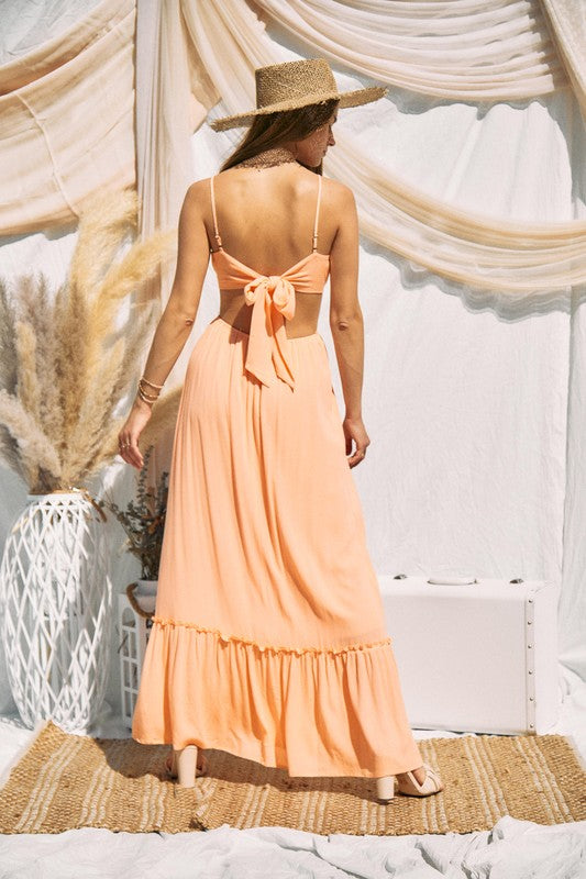 Cut Out Lined Maxi Dress