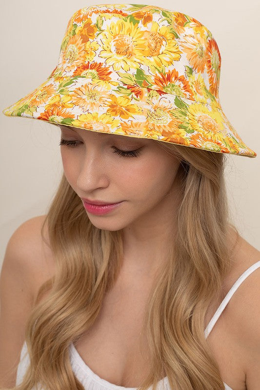 Sombrero de pescador impermeable reversible con estampado floral