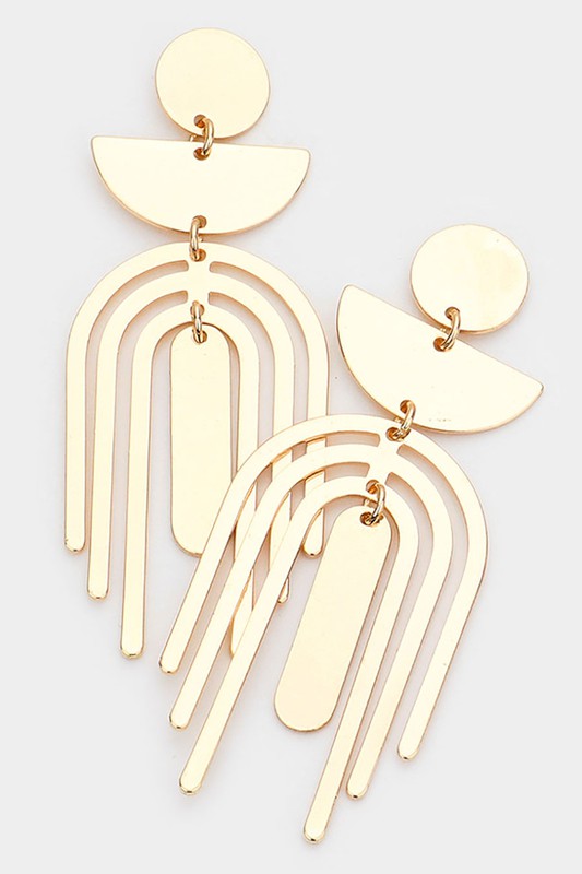 Brass Metal Abstract Earrings - Debs on 5th